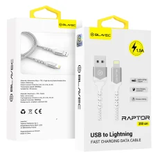 Blavec Cable Raptor fonott Lightning USB kábel - 1,5A 2 méter (CRA-UL15WS20) fehér-ezüst