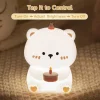 Éjjeliszekrény lámpa születésnapi Teddy maci Art Deco érintős stílus, thumbnail