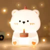 Éjjeliszekrény lámpa születésnapi Teddy maci Art Deco érintős stílus, thumbnail
