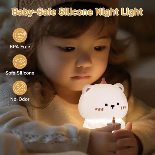 Éjjeliszekrény lámpa születésnapi Teddy maci Art Deco érintős stílus, - 4