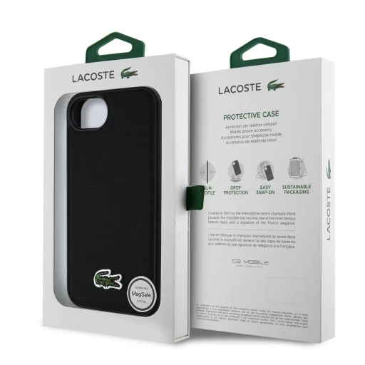  iPhone 16e Fekete Lacoste Iconic Petit Pique Woven Logo MagSafe tok - 7
