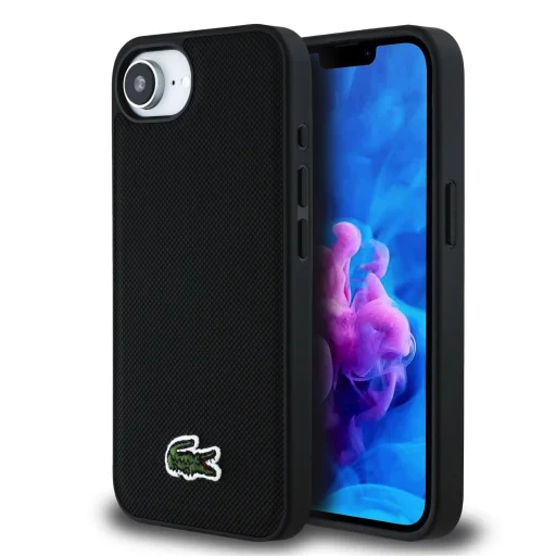  iPhone 16e Fekete Lacoste Iconic Petit Pique Woven Logo MagSafe tok - 1