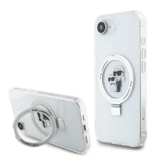  iPhone 16e fehér Karl Lagerfeld Ringstand Karl és Choupette MagSafe tok