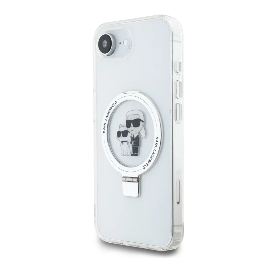  iPhone 16e fehér Karl Lagerfeld Ringstand Karl és Choupette MagSafe tok - 2