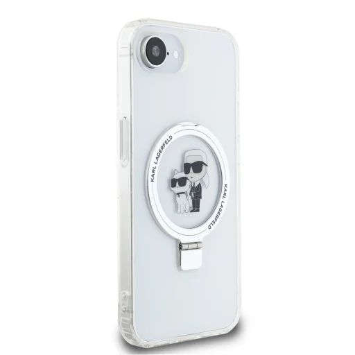  iPhone 16e fehér Karl Lagerfeld Ringstand Karl és Choupette MagSafe tok - 4