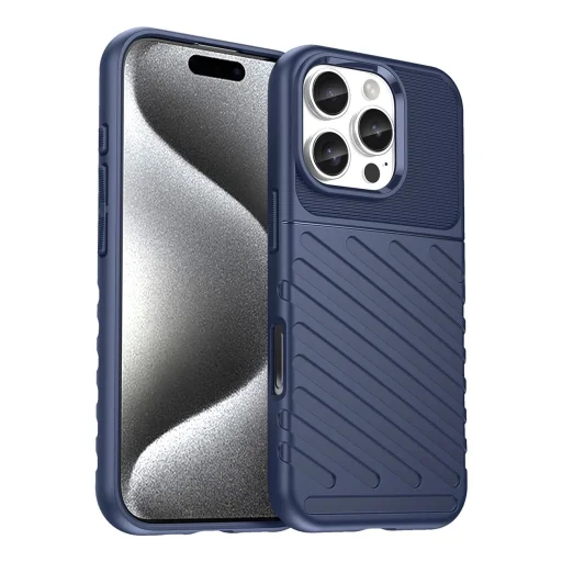 Thunder Case tok iPhone 16e szilikon páncél tok - kék - 1