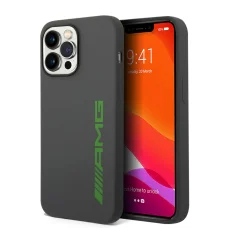 AMG Folyékony Szilikon Zöld Logó Tok iPhone 14 Pro Max Szürke Tok