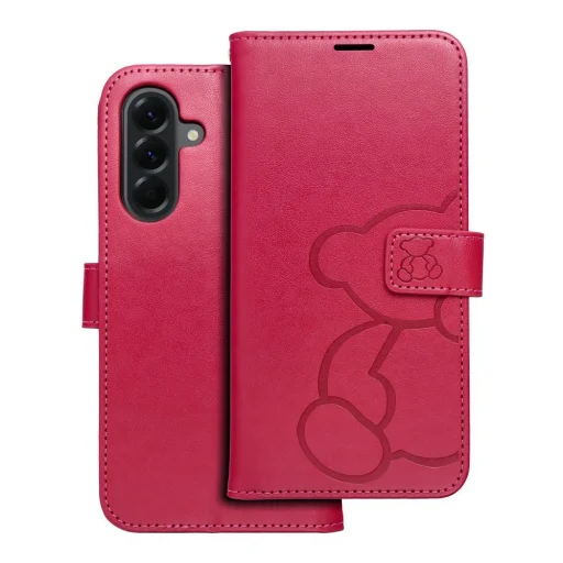  Samsung Galaxy A56 5G Magenta MEZZO fliptok teddy bear tok - 1