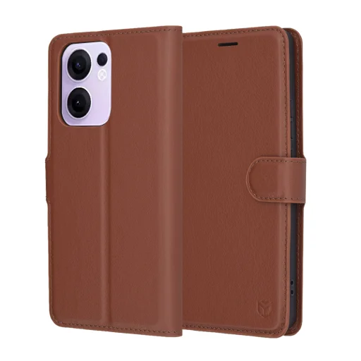  Techsuit - Bőrtok - Oppo Reno13 F 4G / Reno13 F 5G / Reno13 FS 5G - Barna tok - 1