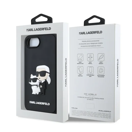  iPhone 16 Karl Lagerfeld 3D Rubber Karl és Choupette fekete tok - 7