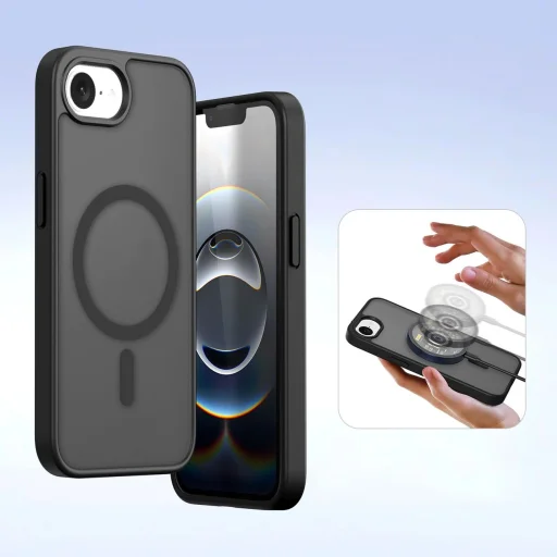  iPhone 16e Fekete Dux Ducis Lawa bőrtok levehető mágneses pénztárcával - 7