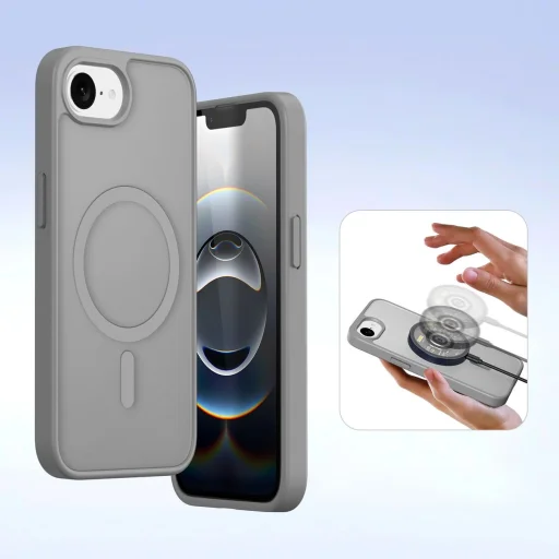  iPhone 16e Szürke Dux Ducis Lawa bőrtok levehető mágneses pénztárcával - 7