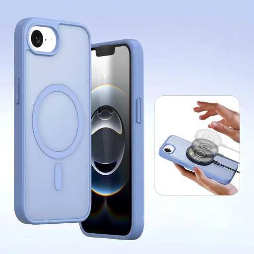  iPhone 16e Kék Dux Ducis Lawa bőrtok levehető mágneses tárcával - 7