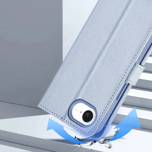  iPhone 16e Kék Dux Ducis Lawa bőrtok levehető mágneses tárcával - 11