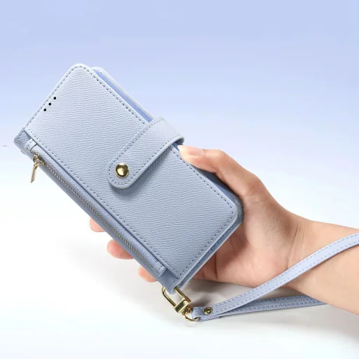  iPhone 16e Kék Dux Ducis Lawa bőrtok levehető mágneses tárcával - 12