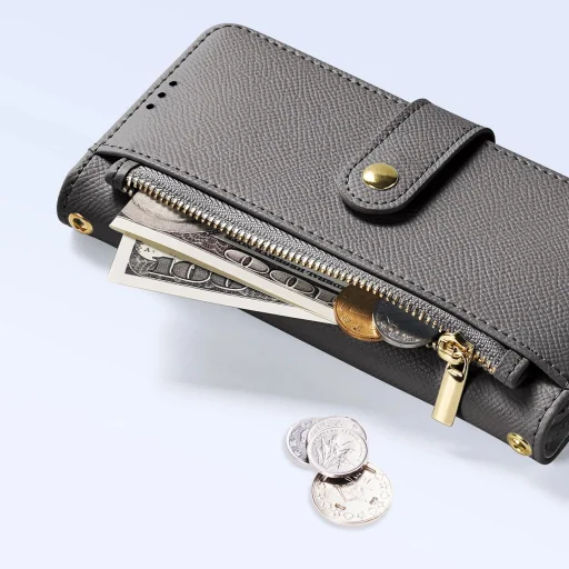  iPhone 16 Pro Max Szürke Dux Ducis Lawa bőrtok levehető mágneses pénztárcával - 8