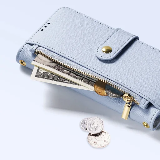  iPhone 16 Pro Max Kék Dux Ducis Lawa bőrtok levehető mágneses pénztárcával - 8