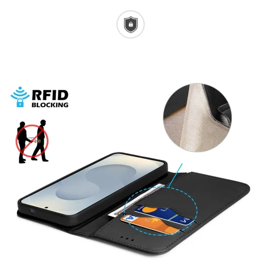  Samsung Galaxy S25 Edge Fekete Dux Ducis Hivo fliptok RFID védelemmel - 4