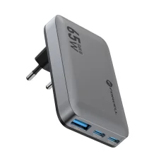 FORCELL F-ENERGY GaN VT-47 Ultra Slim utazó töltő 2 x Type C + USB A PD QC4.0 4A 65W szürke