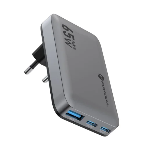 FORCELL F-ENERGY GaN VT-47 Ultra Slim utazó töltő 2 x Type C + USB A PD QC4.0 4A 65W szürke - 1