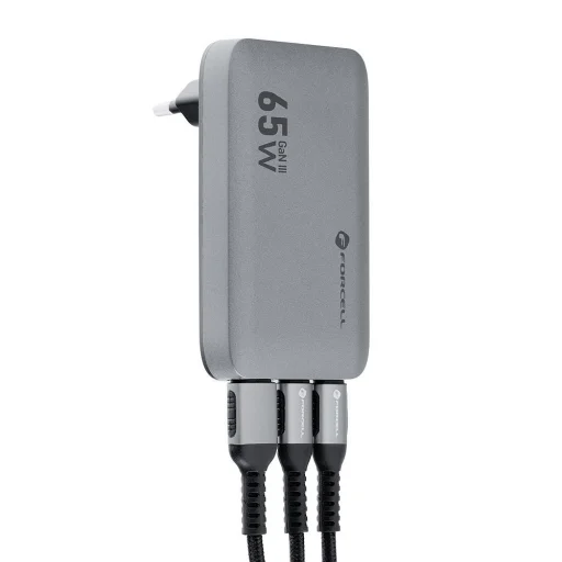 FORCELL F-ENERGY GaN VT-47 Ultra Slim utazó töltő 2 x Type C + USB A PD QC4.0 4A 65W szürke - 5