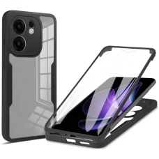  Techsuit - ColorVerse 360 Sorozat + Képernyővédő - Oppo Reno13 F 4G / Reno13 F 5G / Reno13 FS 5G - Fekete tok