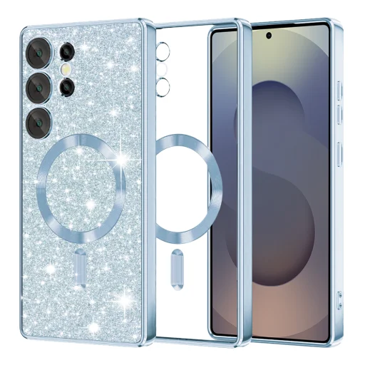  Techsuit - Luxus Csillámos MagSafe - Samsung Galaxy S25 Ultra - Világoskék tok - 1