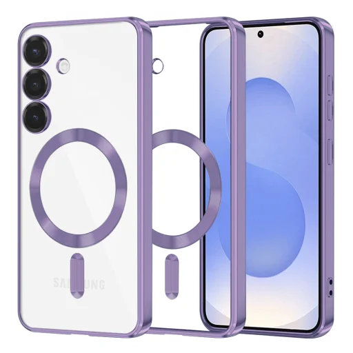  Techsuit - Luxus Kristály MagSafe - Samsung Galaxy S25 - Világoslila tok - 1