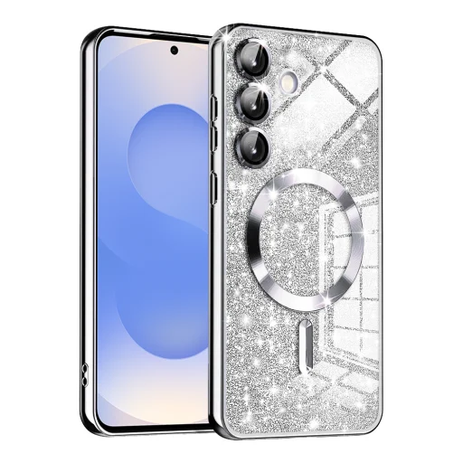  Techsuit - Luxus Csillámos MagSafe - Samsung Galaxy S25 - Ezüst tok - 1