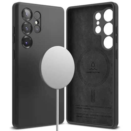  Ringke - Szilikon Mágneses MagSafe - Samsung Galaxy S25 Ultra - Fekete tok - 4