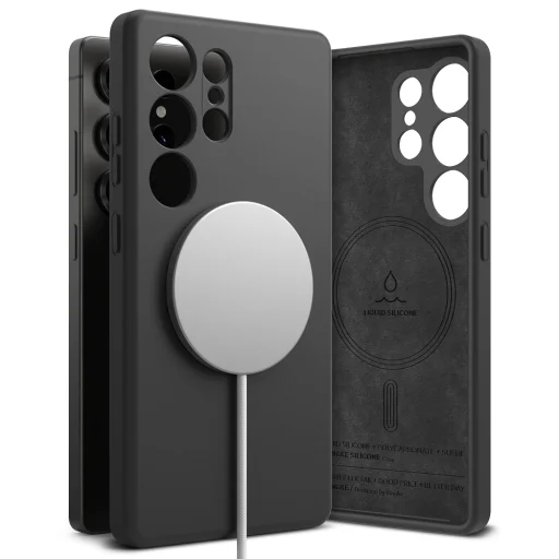  Ringke - Szilikon Mágneses MagSafe - Samsung Galaxy S25 Ultra - Fekete tok - 1