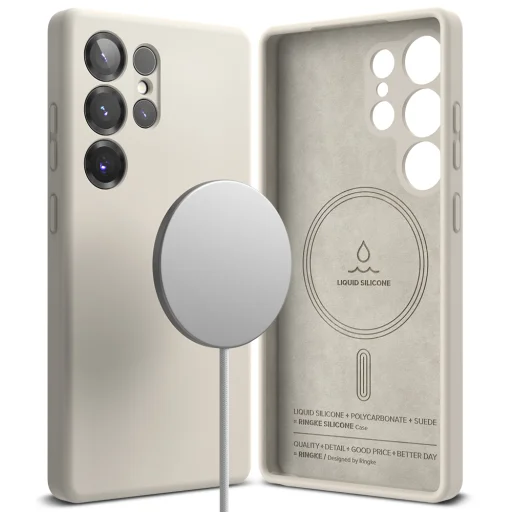  Ringke - Szilikon Mágneses MagSafe - Samsung Galaxy S25 Ultra - Kőszín tok - 4