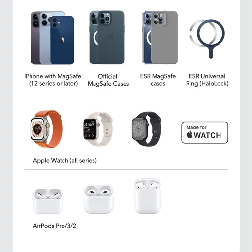  ESR Fehér Prémium 3 az 1-ben Utazó Vezeték Nélküli Töltő Szett (2C569A) iPhone-hoz, MFi Apple Watch-hoz, AirPods-hoz, Qi2 15W - 8