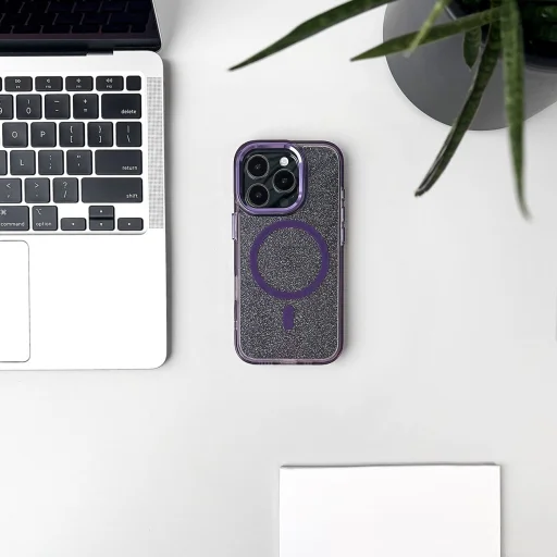 Wozinsky Csillámos Tok MagSafe Samsung Galaxy S24 FE-hez - Lila csillámokkal - 7