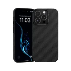  iPhone 16 Pro fekete Benks Magnetic Armor Air Kevlar fliptok PC Keret 600D (E065) tok