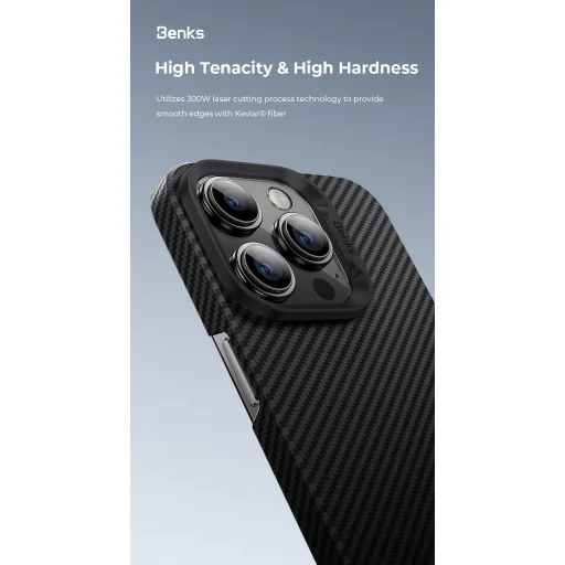  iPhone 16 Pro fekete Benks Magnetic Armor Air Kevlar fliptok PC Keret 600D (E065) tok - 11