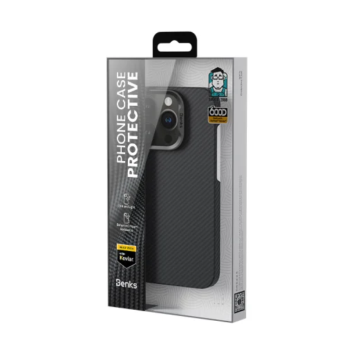  iPhone 16 Pro fekete Benks Magnetic Armor Air Kevlar fliptok PC Keret 600D (E065) tok - 12