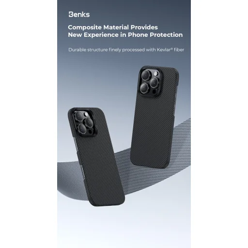  iPhone 16 Pro fekete Benks Magnetic Armor Air Kevlar fliptok PC Keret 600D (E065) tok - 10