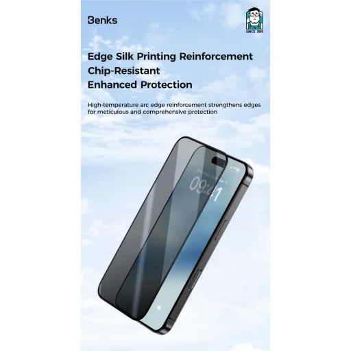 Benks Ultra Shield Privacy (FK66) üvegfólia iPhone 16 Pro Max - fekete - 3