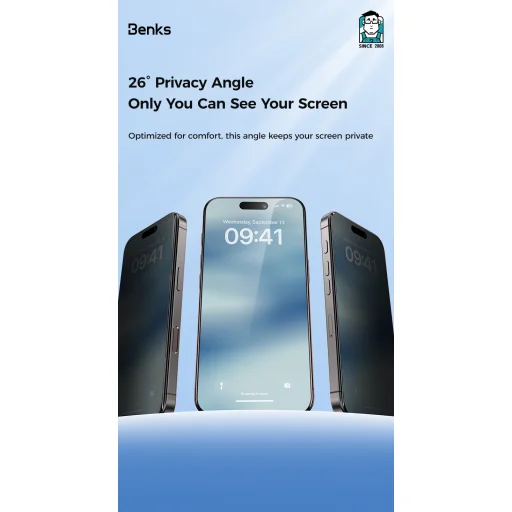 Benks Ultra Shield Privacy (FK66) üvegfólia iPhone 16 Pro Max - fekete - 4