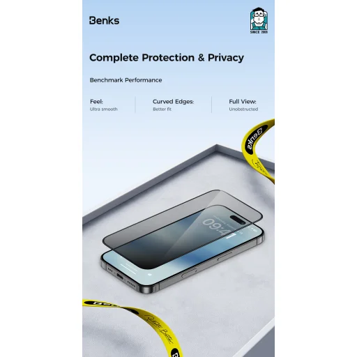 Benks Ultra Shield Privacy (FK66) üvegfólia iPhone 16 Pro Max - fekete - 11