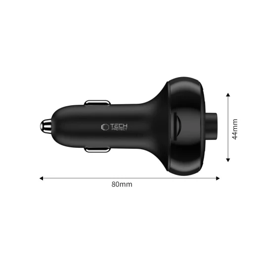 Tech-protect Cc06 3-portos autós töltő Pd72w + FM Bluetooth Transmitter Fekete - 3