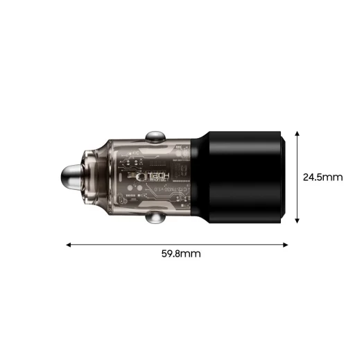 Tech-protect Cc03 2-portos autós töltő Pd95w/qc3.0 Fekete - 3