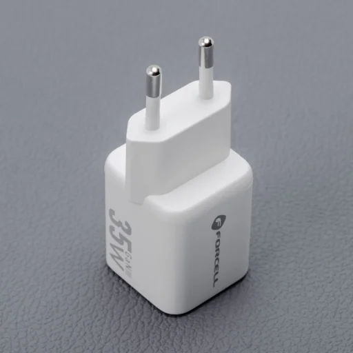 FORCELL F-ENERGY Mini GaN III VT-35C utazó töltő 1 x Type C + 1x USB A csatlakozóval, PD QC4.0 35W fehér - 6