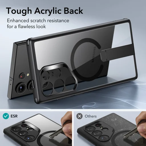 Samsung Galaxy S24 Ultra Átlátszó Fekete ESR Boost Flickstand HaloLock tok - 7