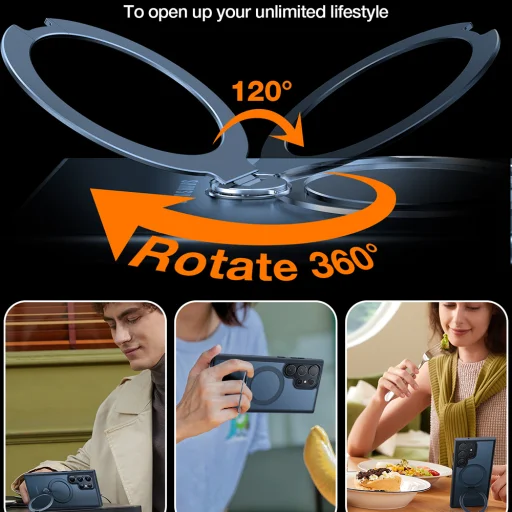  Samsung Galaxy S24 Ultra Fekete Torras Ostand Spin sorozat tok - 4