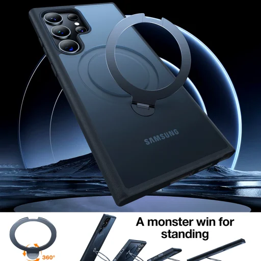  Samsung Galaxy S24 Ultra Fekete Torras Ostand Spin sorozat tok - 5