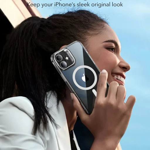  iPhone 16 Átlátszó Fekete ESR Klasszikus Hibrid HaloLock Kitámasztós Tok - 7