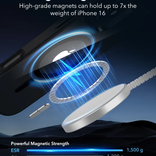  iPhone 16 Átlátszó Fekete ESR Klasszikus Hibrid HaloLock tok - 2