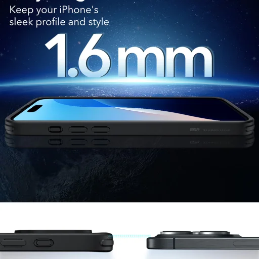  iPhone 16 Pro Átlátszó Fekete ESR Klasszikus Hibrid HaloLock tok - 4